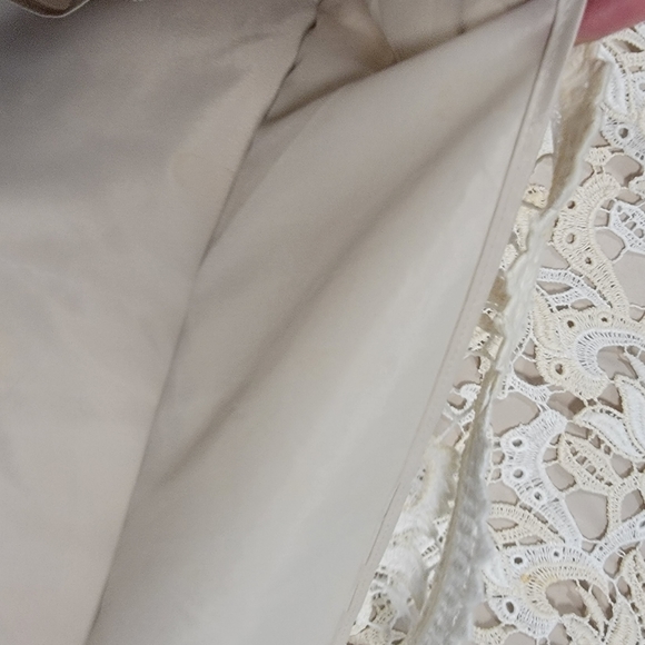 Ann Taylor Dressy Sleeveless Lace Overlay Dress Cream Beige Lined Size 0 - Picture 14 of 15